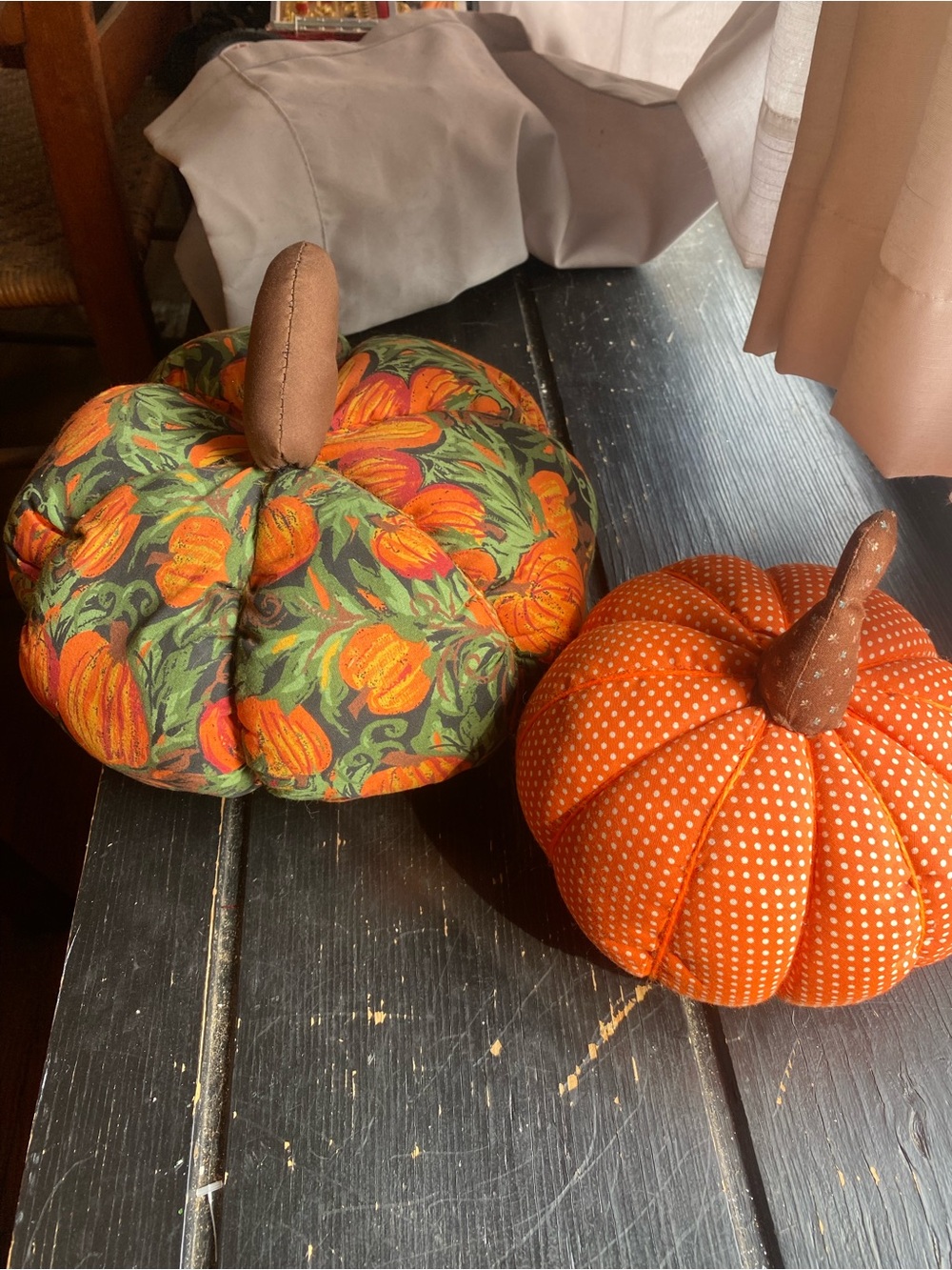 Autumn Fabric Pumpkin Décor Set — Orange & Green